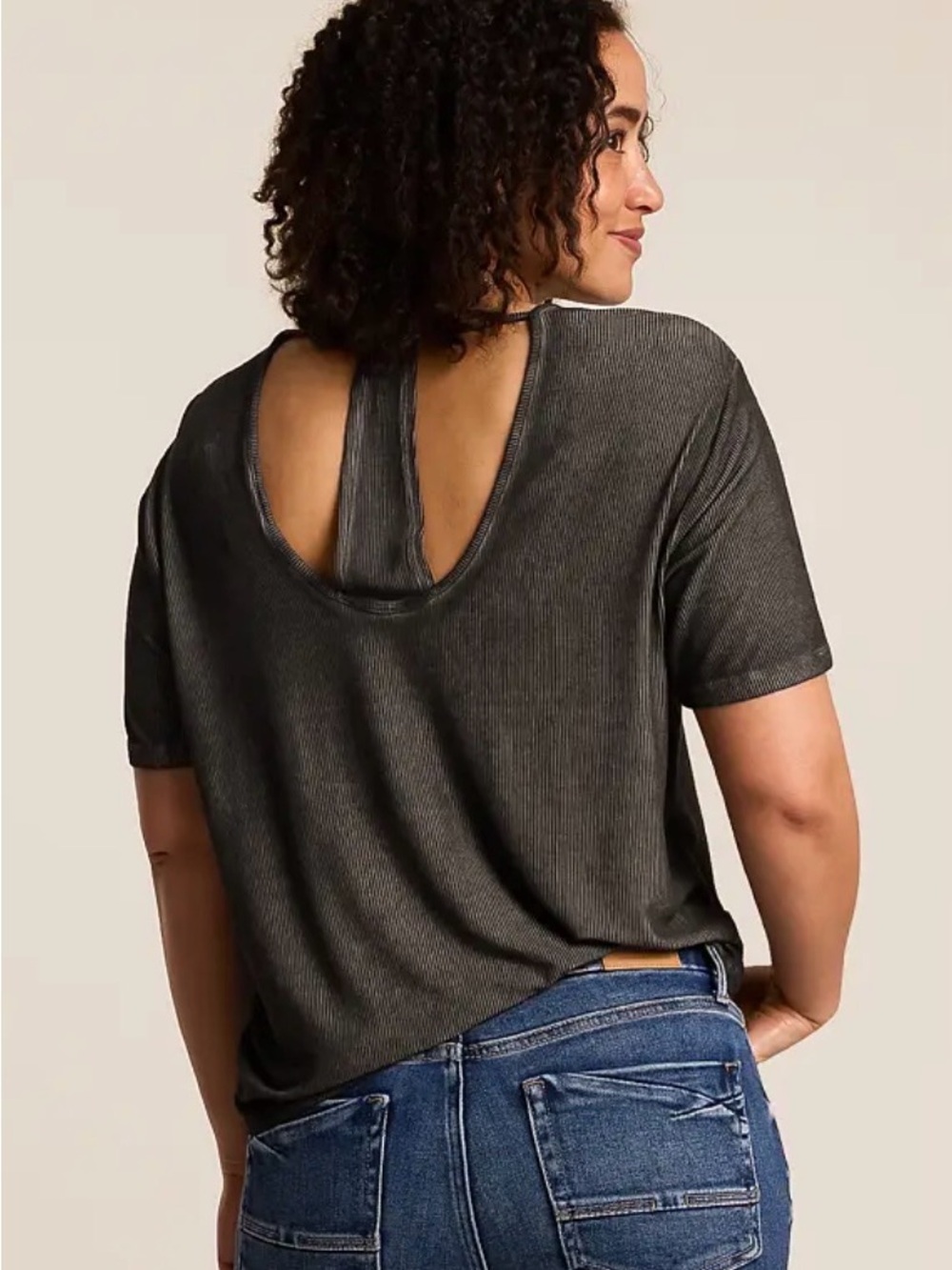 White Crow Camryn Ribbed Top Washed Black S